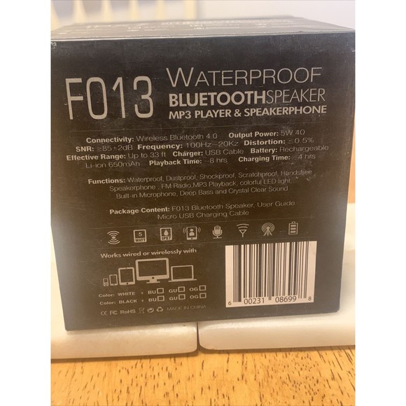 IPX7 Waterproof Bluetooth Speaker with Suction Cup, New Blue And Black - Picture 1 of 5